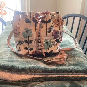 Floral Drawstring Bucket Bag